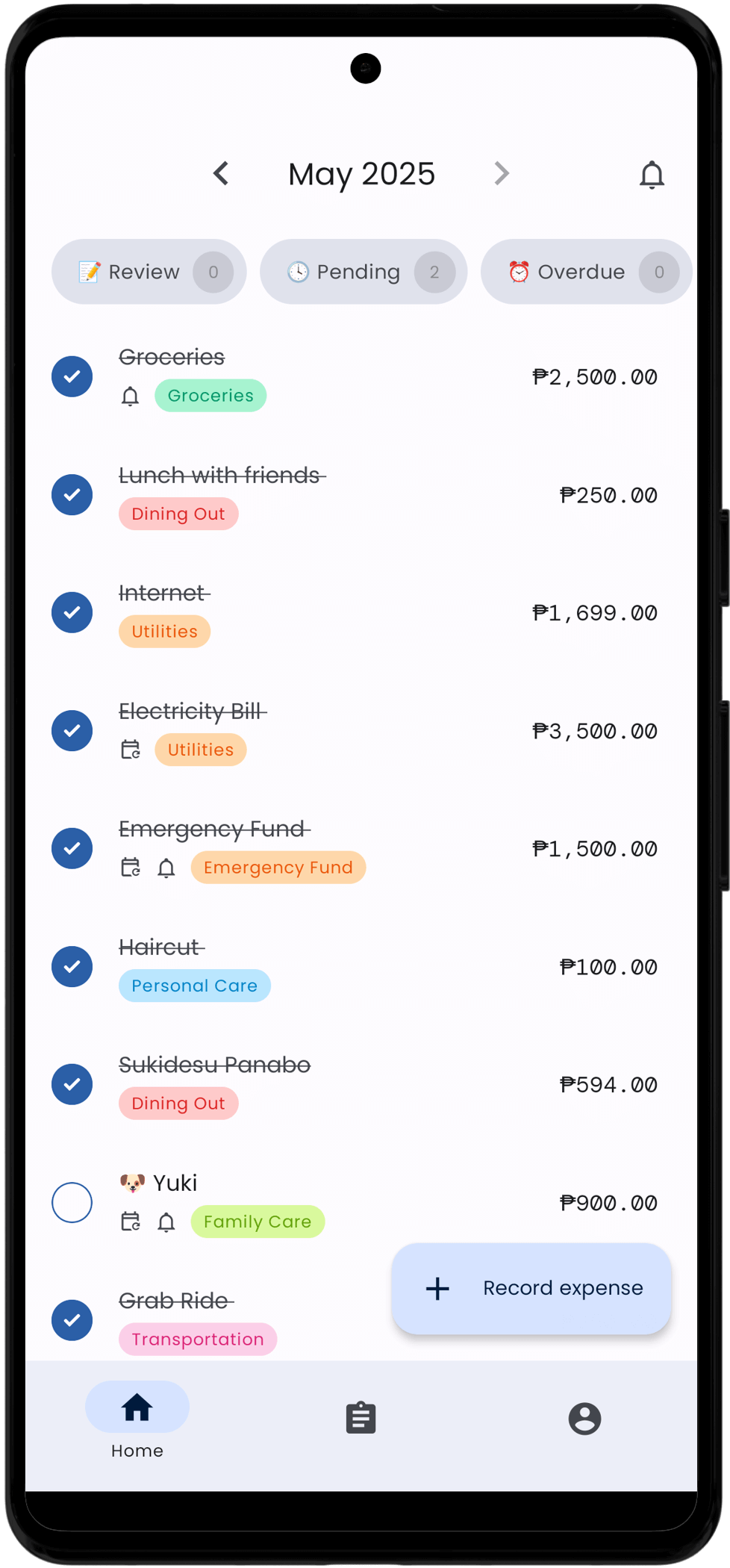TrackExpense app home screenshot