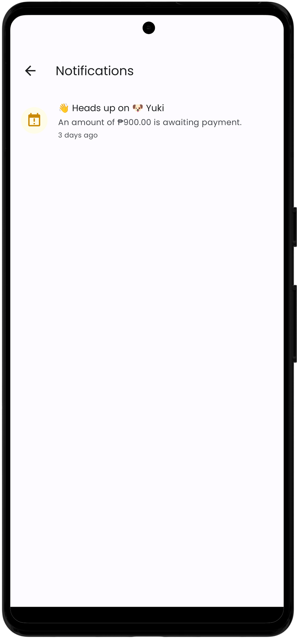 TrackExpense app notifications screenshot
